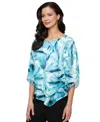 Alex Evenings Women's Printed Chiffon Burnout Blouse In Blue