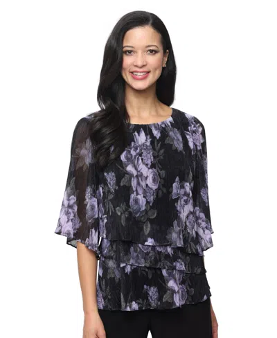 Alex Evenings Women's Printed Top In Purple