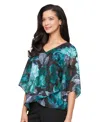 Alex Evenings Women's Printed V-neck Chiffon Blouse In Multi