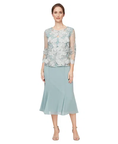 Alex Evenings Women's Scoop Neck Jacket Dress In Green