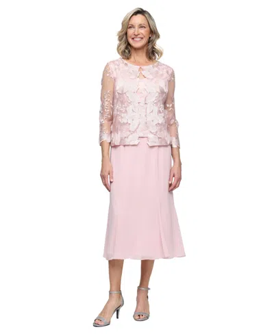 Alex Evenings Women's Scoop Neck Jacket Dress In Pink