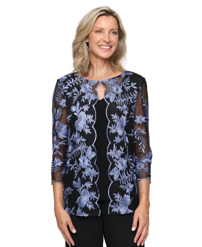 Alex Evenings Women's Scoop Neck Tank Top With Jacket In Black