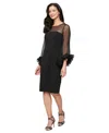 Alex Evenings Long Sleeve Crepe Cocktail Dress In Black