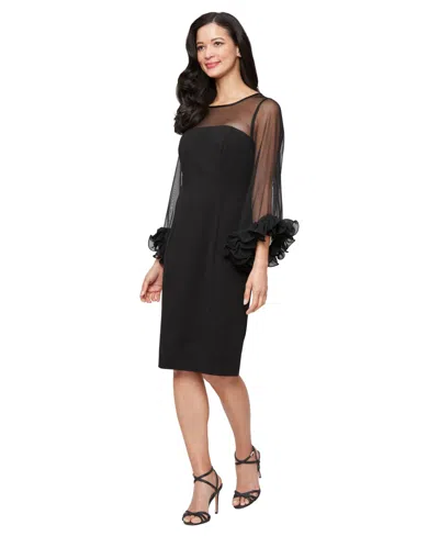 Alex Evenings Women's Scuba Crepe Scoop-neckline Sheath Dress In Black