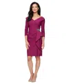 Alex Evenings Compression Cocktail Dress In Purple