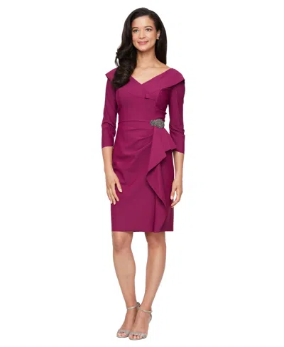 Alex Evenings Women's Scuba V-neck Sheath Dress In Red