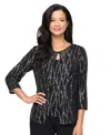 Alex Evenings Women's Sequin 3/4-sleeve Top In Black