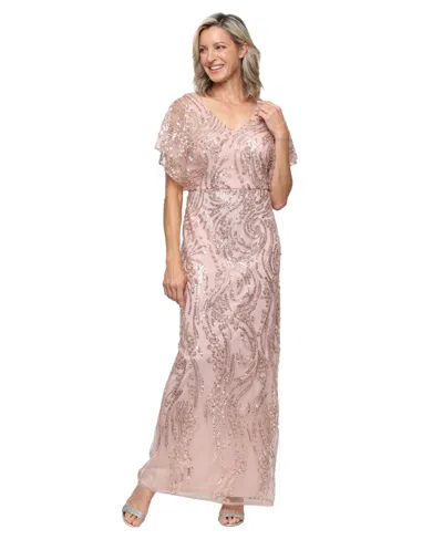 Alex Evenings Sequin Column Gown In Pink