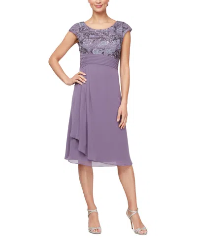 Alex Evenings Women's Sequined-lace A-line Dress In Icy Orchid