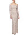 ALEX EVENINGS WOMEN'S SEQUINED-LACE OFF-THE-SHOULDER GOWN