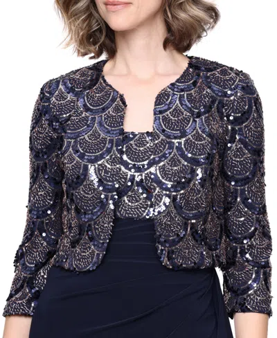 Alex Evenings Women's Sequin-lace 3/4-sleeve V-neck Coverup In Multi