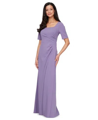 ALEX EVENINGS WOMEN'S SHORT-SLEEVE SIDE-PLEATED GOWN