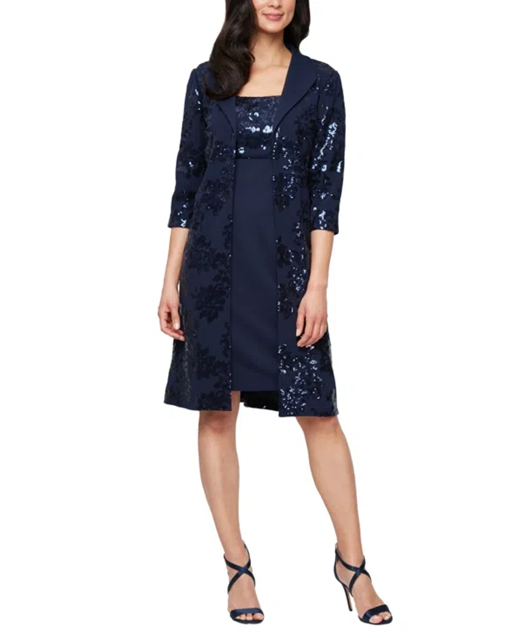 Alex Evenings 81961003 Short Mother Of The Bride Sequin Jacket Dress In  Blue | ModeSens