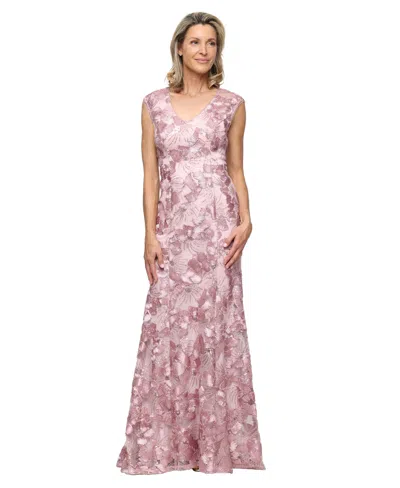 Alex Evenings Sleeveless Sequin Soutache Gown In Pink