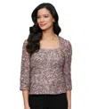 Alex Evenings Women's Soutache Lace 3/4-sleeve Top In Multi