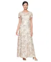 Alex Evenings Women's Soutache Sequined Evening Gown In Neutral
