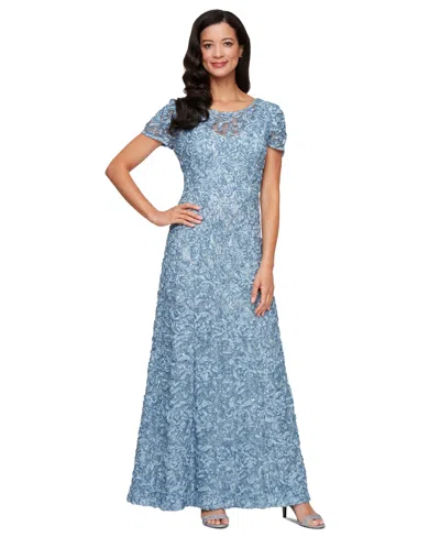 Alex Evenings Women's Soutache Sequinned A-line Dress In Sky Blue