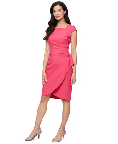 ALEX EVENINGS WOMEN'S SQUARE-NECK TULIP-OVERLAY DRESS