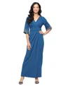Alex Evenings Embellished Stretch Crepe Column Gown In Blue