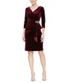Alex Evenings Women's Velvet 3/4-sleeve Sheath Dress In Wine