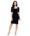 Alex Evenings Women's Velvet Puff-sleeve Beaded Dress In Blue