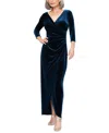 Alex Evenings Three-quarter Sleeve Velvet Gown In Imperial