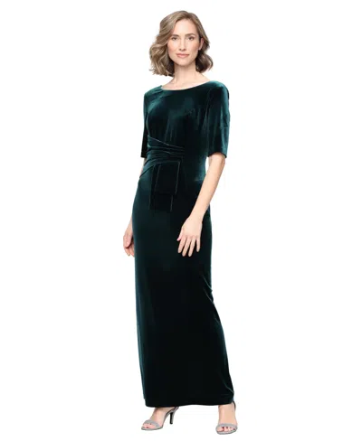 Alex Evenings Women's Velvet Ruched-waist Boat-neck Dress In Black