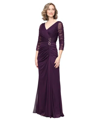 Alex Evenings Pleated Chiffon Gown In Purple