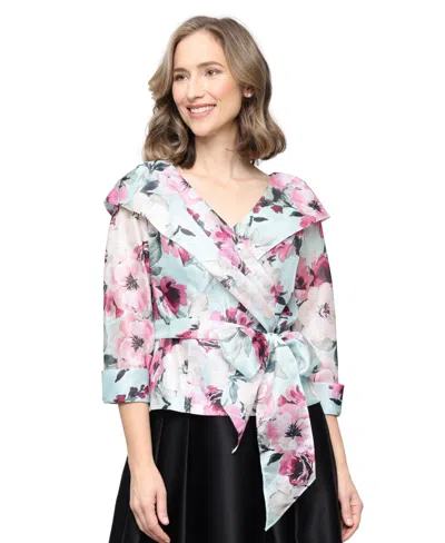 Alex Evenings Women's V-neck Portrait Collar Top In Multi
