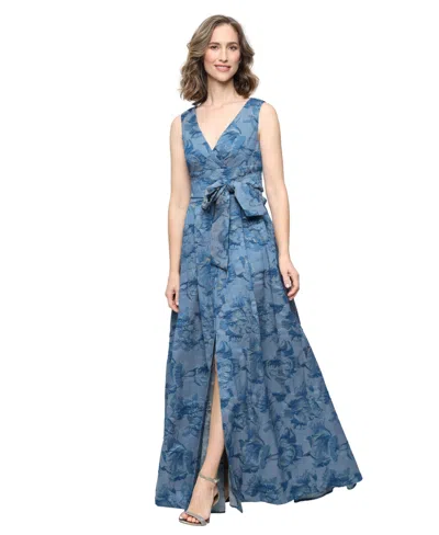 Alex Evenings Women's V-neck Printed Dress In Blue