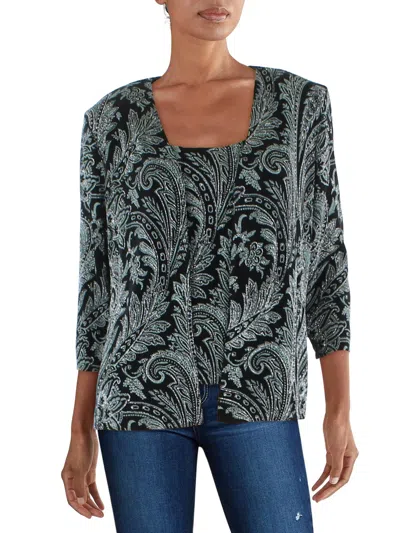 Alex Evenings Womens 2pc Paisley Blouse In Green