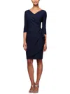 Alex Evenings Womens Embellished Knee Length Sheath Dress In Blue