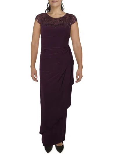 Alex Evenings Womens Embellished Polyester Evening Dress In Purple