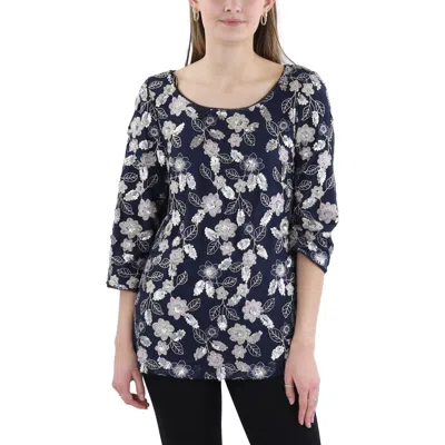 Alex Evenings Womens Embellished Polyester Tunic Top In Multi