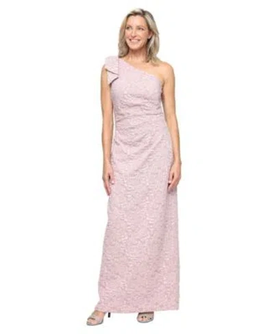 Alex Evenings Womens Embossed Column One Shoulder Ball Gown In Pink