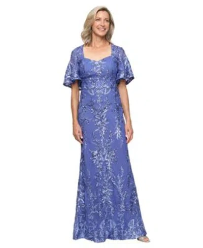 Alex Evenings Womens Embroidered Sweetheart Ball Gown In Blue