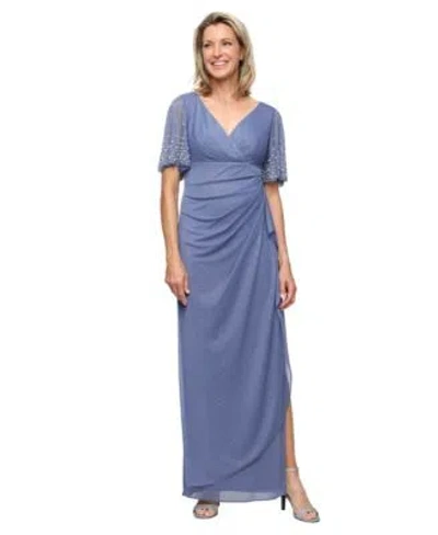 Alex Evenings Womens Empire Waist V Neck Gown In Blue
