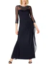 Alex Evenings Embellished Chiffon Evening Gown In Blue