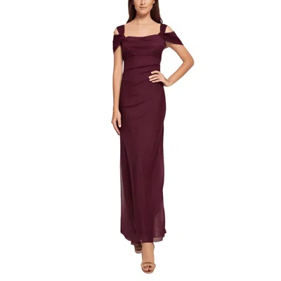 Alex Evenings Womens Glitter Cold Shoulder Evening Dress In Burgundy