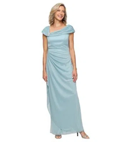 Alex Evenings Womens Glittered Ruched Gown In Silver