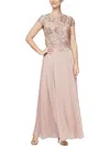 ALEX EVENINGS WOMENS LACE EMBROIDERED EVENING DRESS