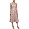 Alex Evenings Belted Floral Embroidered Midi Dress In Multi