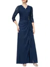 Alex Evenings Sequin Lace A-line Gown In Blue