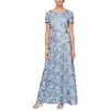 Alex Evenings Petite Rosette Lace A-line Gown In Blue