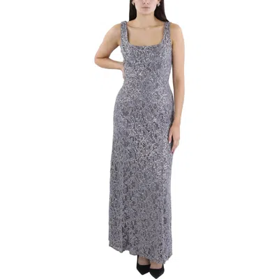Alex Evenings Womens Lace Sequined Evening Dress