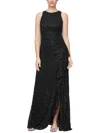 Alex Evenings Ruffle Sequin Lace Formal Gown In Black