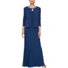 Alex Evenings Mother Of The Bride Dress With Embellished Jacket In Cobalt In Blue