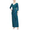 Alex Evenings Ruched Column Dress In Blue