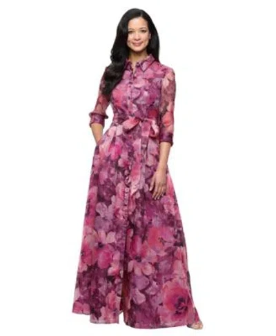 Alex Evenings Womens Printed Organza Ballgown In Purple