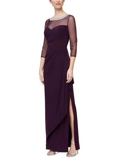 ALEX EVENINGS WOMENS RHINESTONES MIDI EVENING DRESS